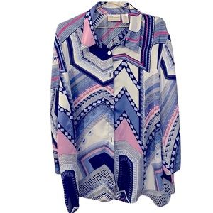 Alfred Dunner Women Multicolor Plus Size Button Down Blouse Size 22W